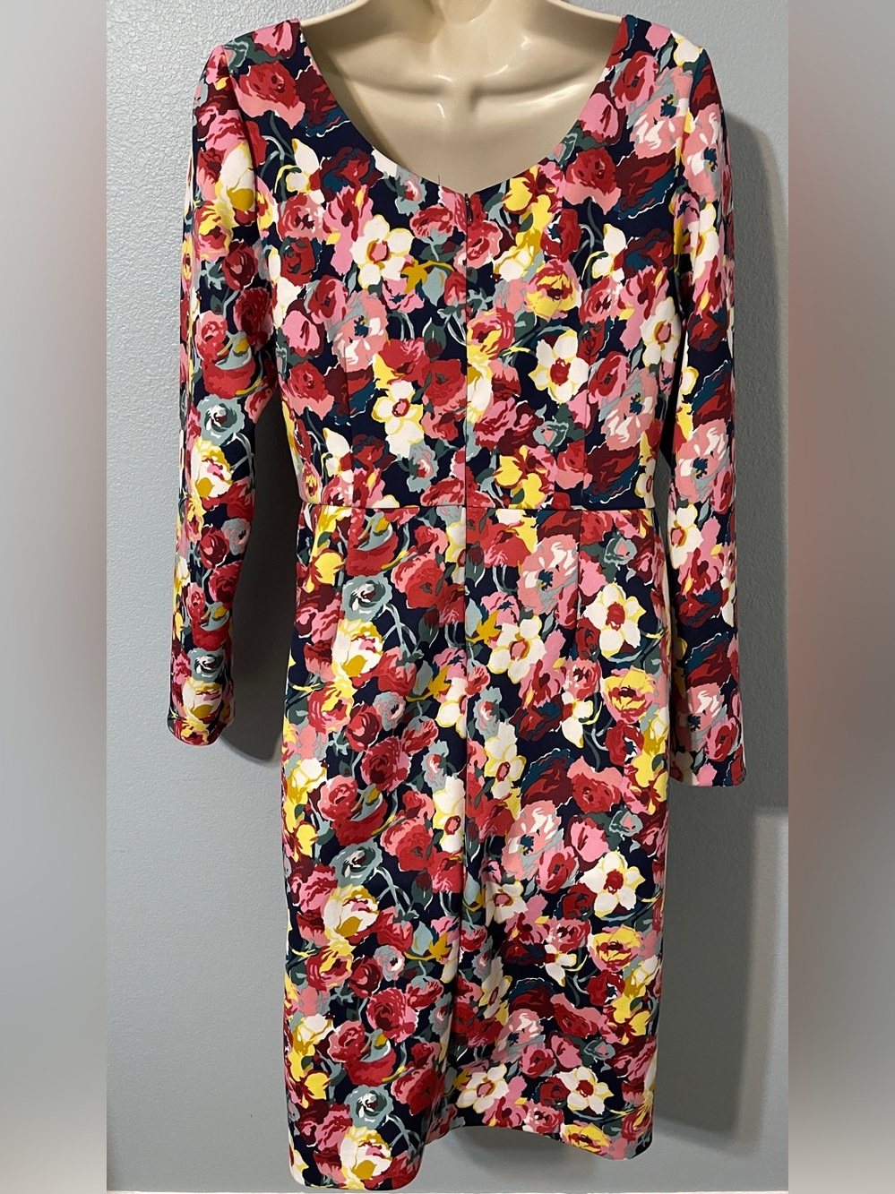 Betsey Johnson Floral Bodycon Sheath Dress Long Sleeve Cocktail Midi Size 14 - Picture 3 of 8